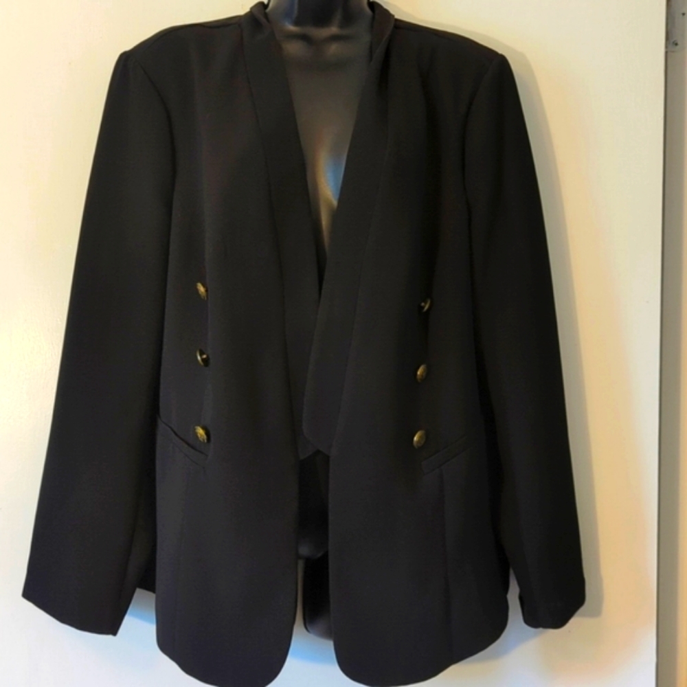Just Fab military inspired blazer / jacket. Black, size 2x
